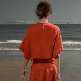 Mojave Top - Vermilion Tissue Linen - Heidi Merrick