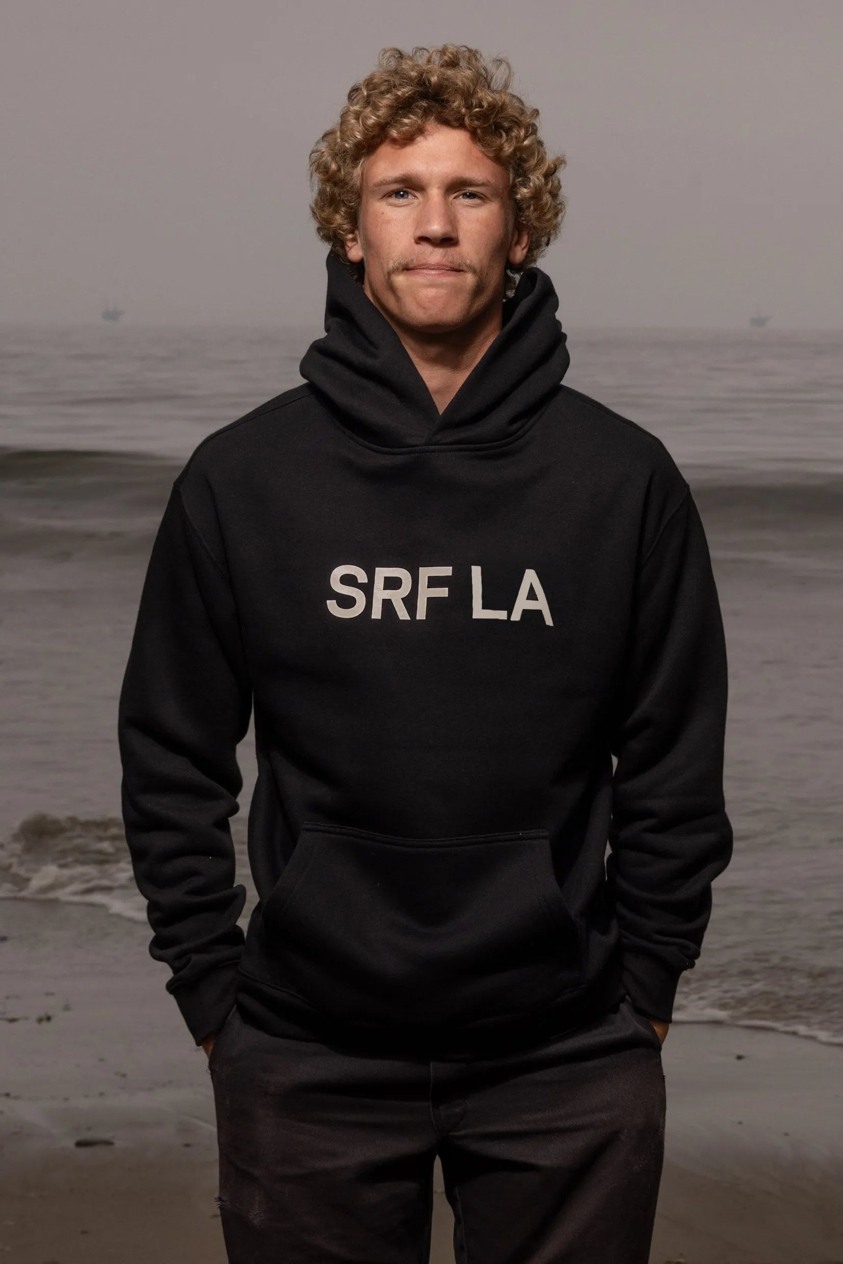 SRF LA Unisex Hoodie - Cream on Black - Heidi Merrick