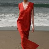 Prose Kaftan - Vermilion Lurex Gauze