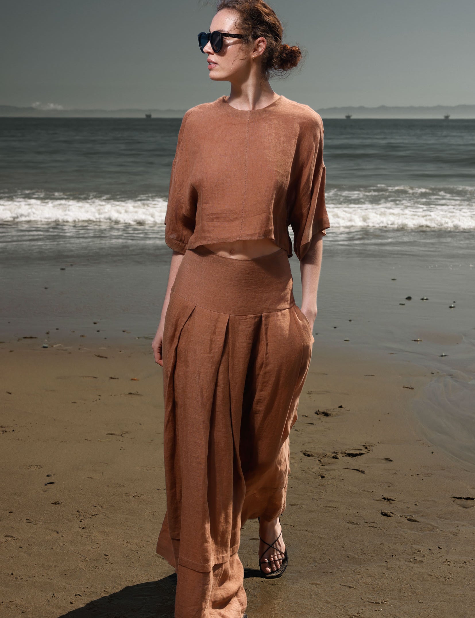 Mojave Top - Clay Tissue Linen - Heidi Merrick