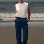 Serge Pant - Blue Moroccan Stripe - Heidi Merrick