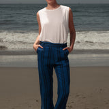 Serge Pant - Blue Moroccan Stripe - Heidi Merrick