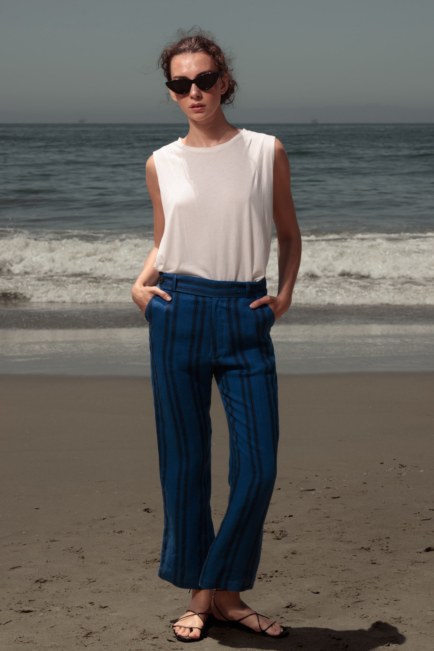 Serge Pant - Blue Moroccan Stripe - Heidi Merrick