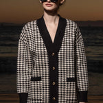 Fanny Cardigan - Ivory Houndstooth - Heidi Merrick