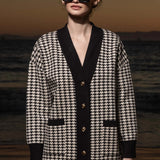 Fanny Cardigan - Ivory Houndstooth - Heidi Merrick