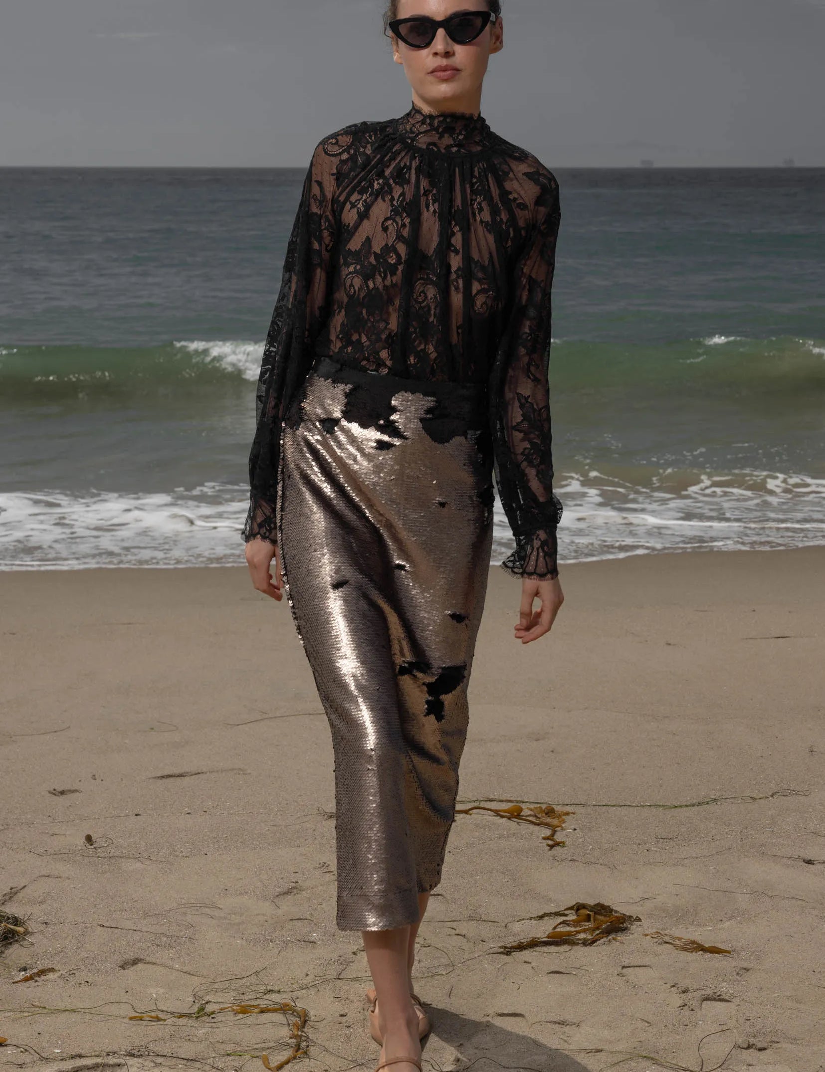 Missive Blouse - Noir Dentelle De Calais - Heidi Merrick