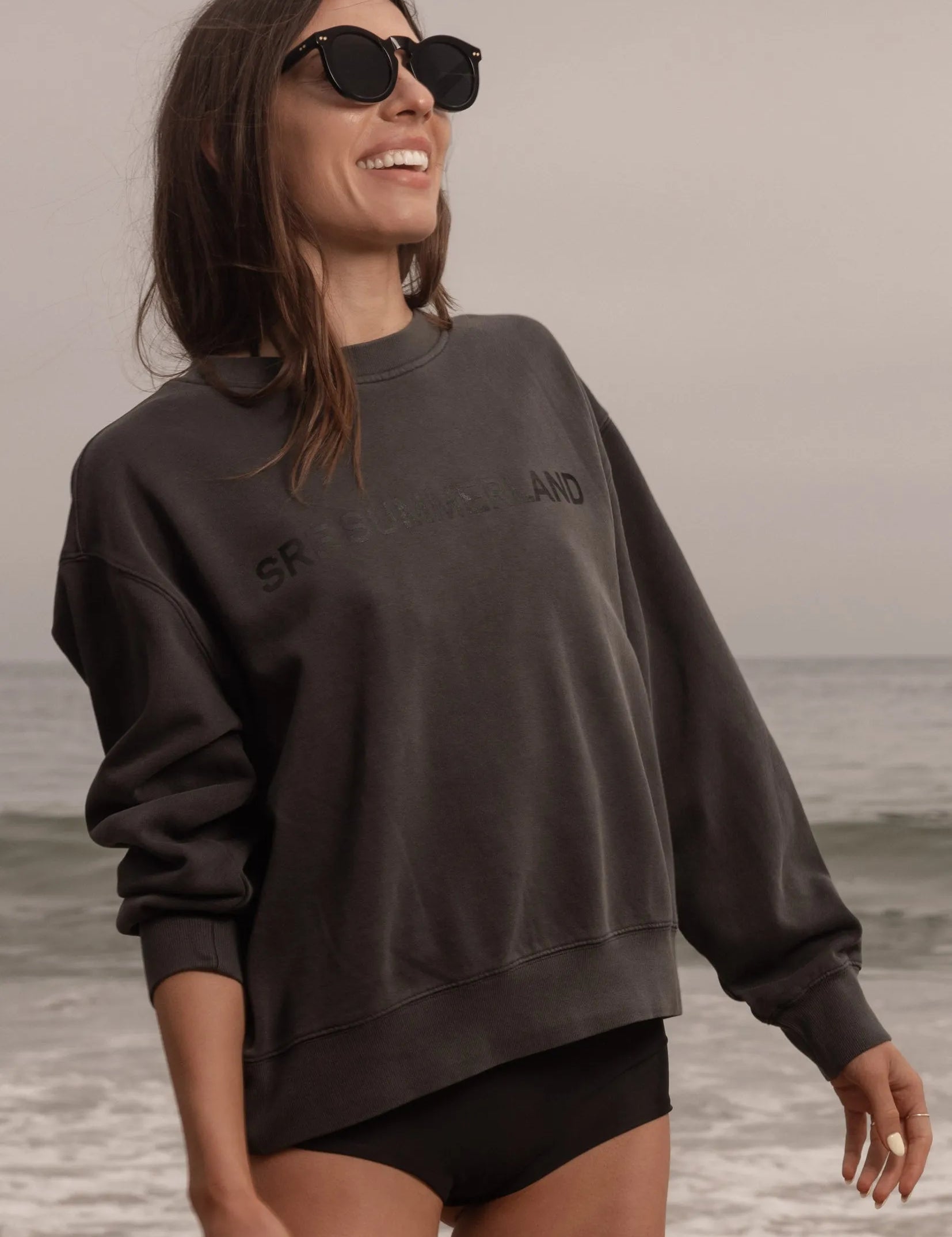 SRF SUMMERLAND Classic Crewneck - Faded Black - Heidi Merrick