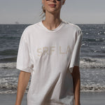 SRF LA Mustache Tee - Antique Cream on White - Heidi Merrick