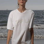 SRF LA Mustache Tee - Antique Cream on White - Heidi Merrick