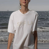 SRF LA Mustache Tee - Antique Cream on White - Heidi Merrick