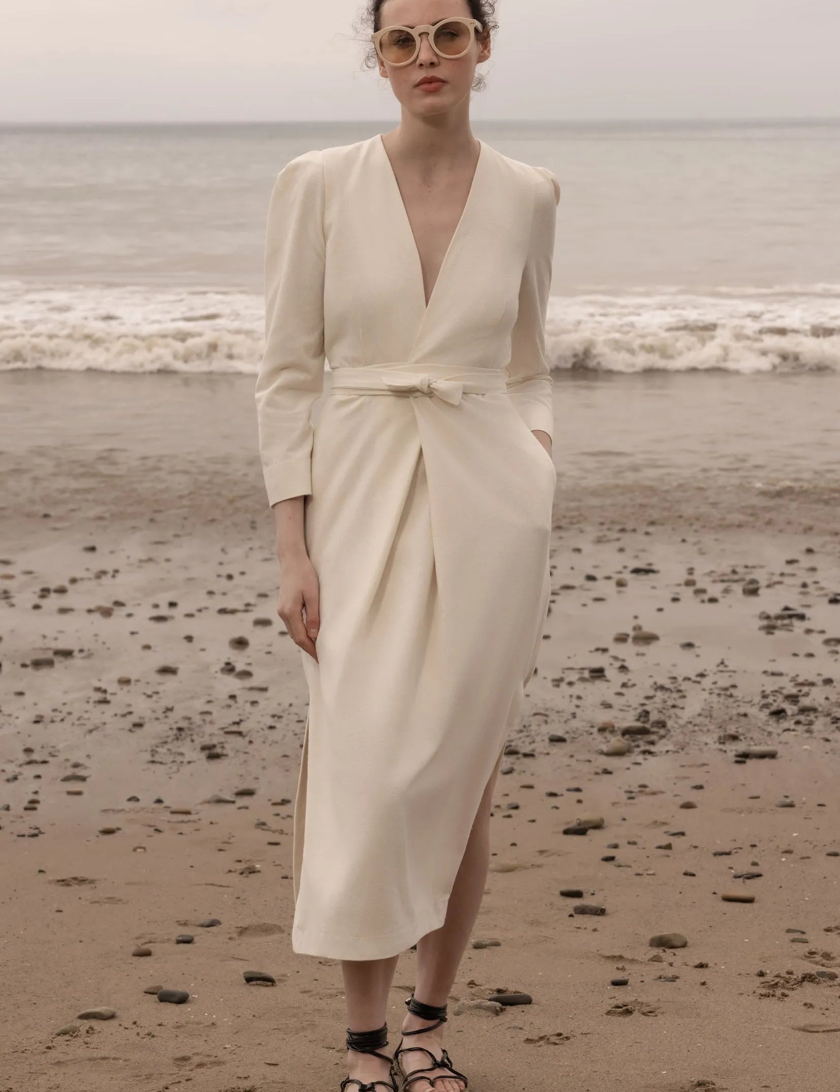 Milan Dress - Ivory Silk Noil - Heidi Merrick