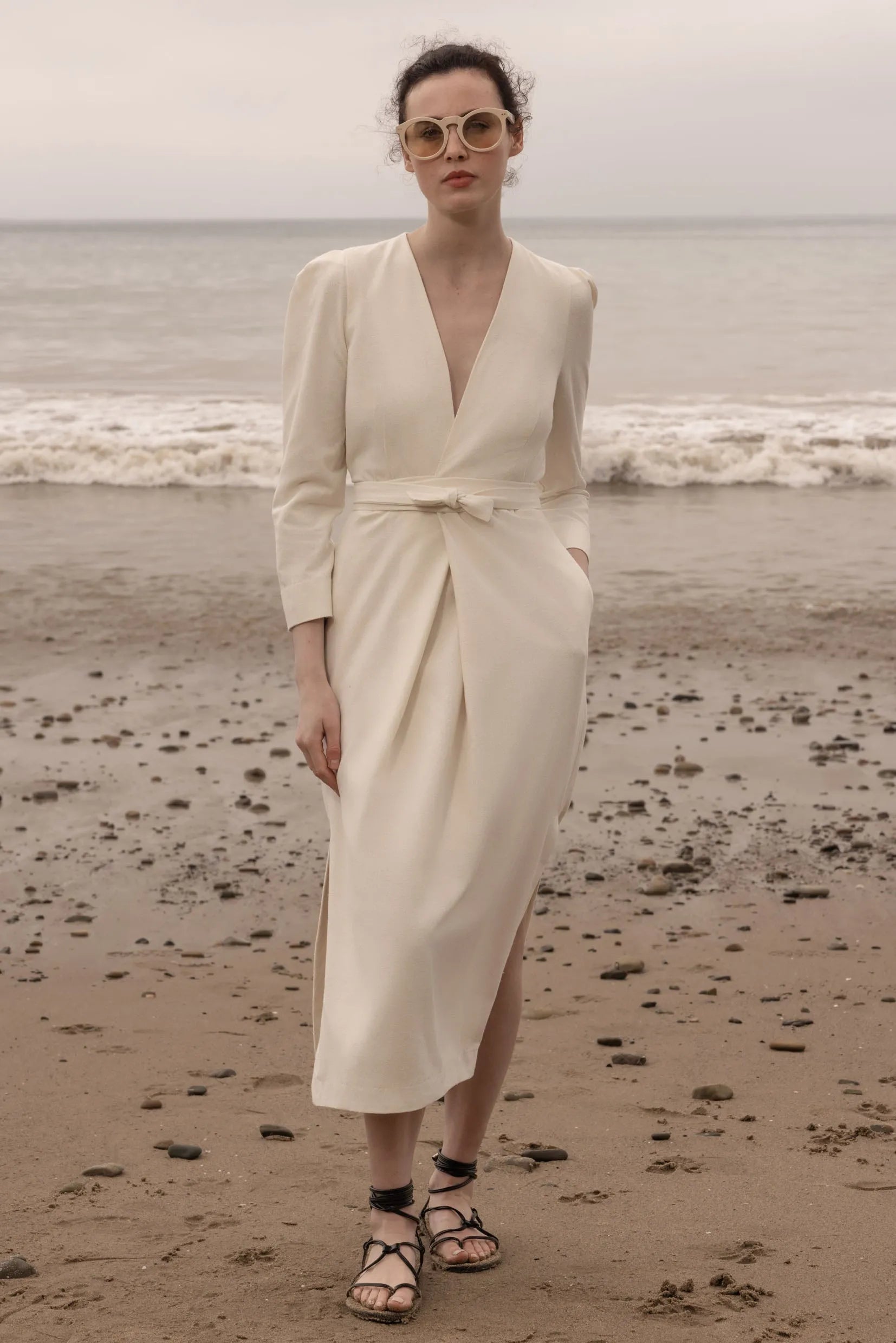 Milan Dress - Ivory Silk Noil - Heidi Merrick