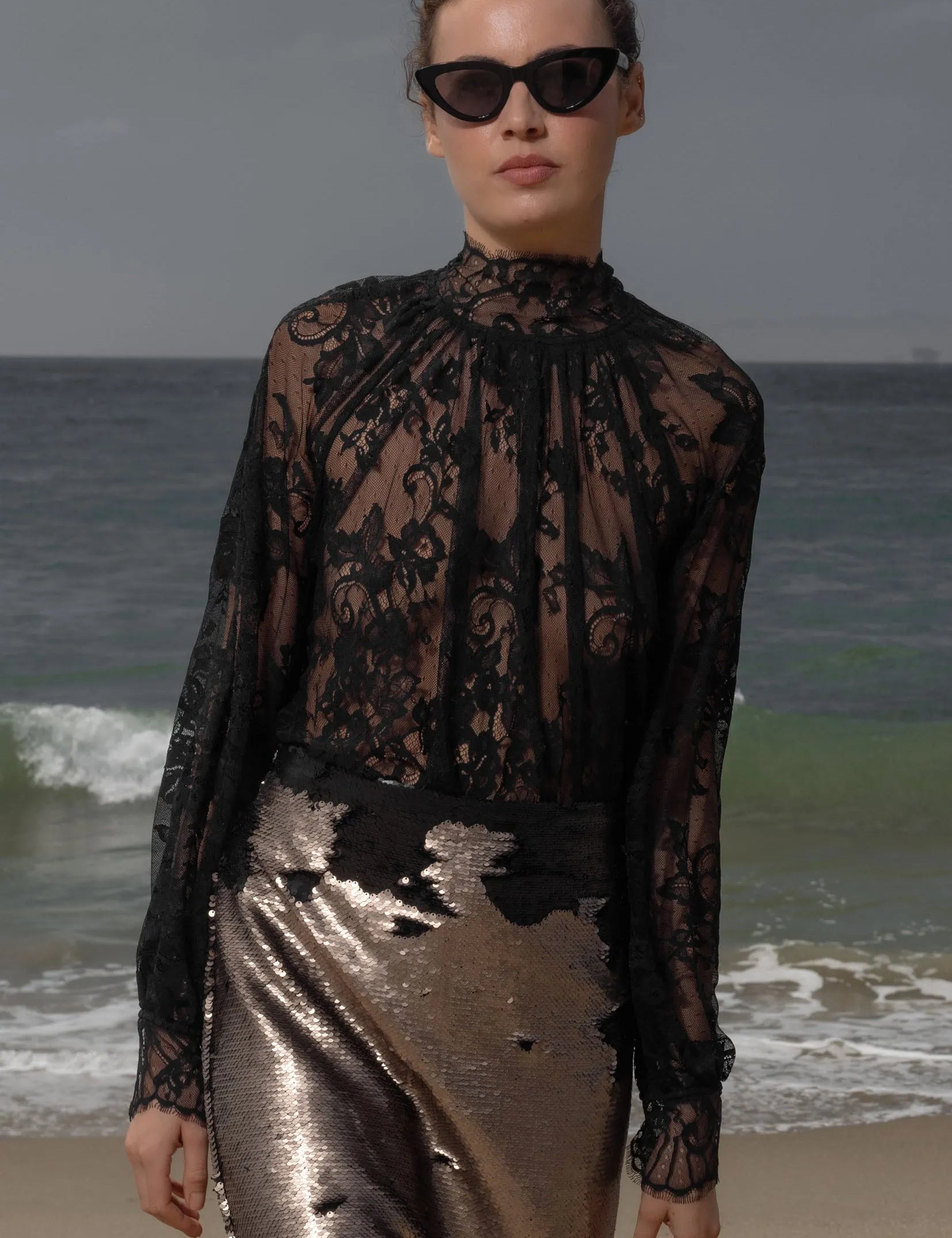 Missive Blouse - Noir Dentelle De Calais - Heidi Merrick