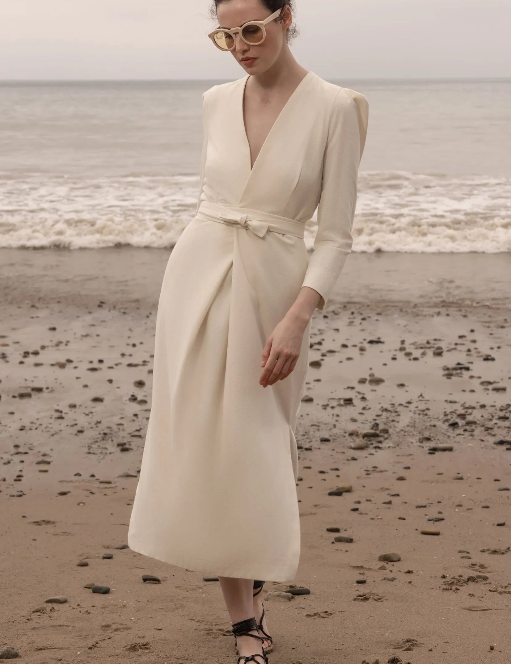 Milan Dress - Ivory Silk Noil - Heidi Merrick