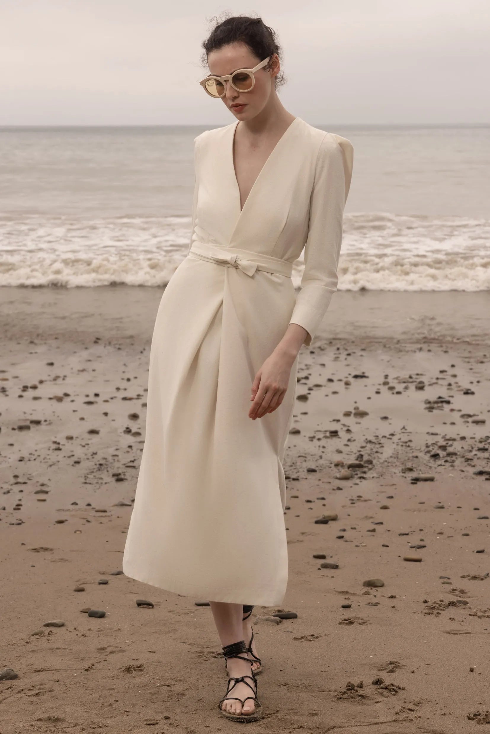 Milan Dress - Ivory Silk Noil - Heidi Merrick