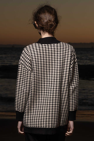 Fanny Cardigan - Ivory Houndstooth