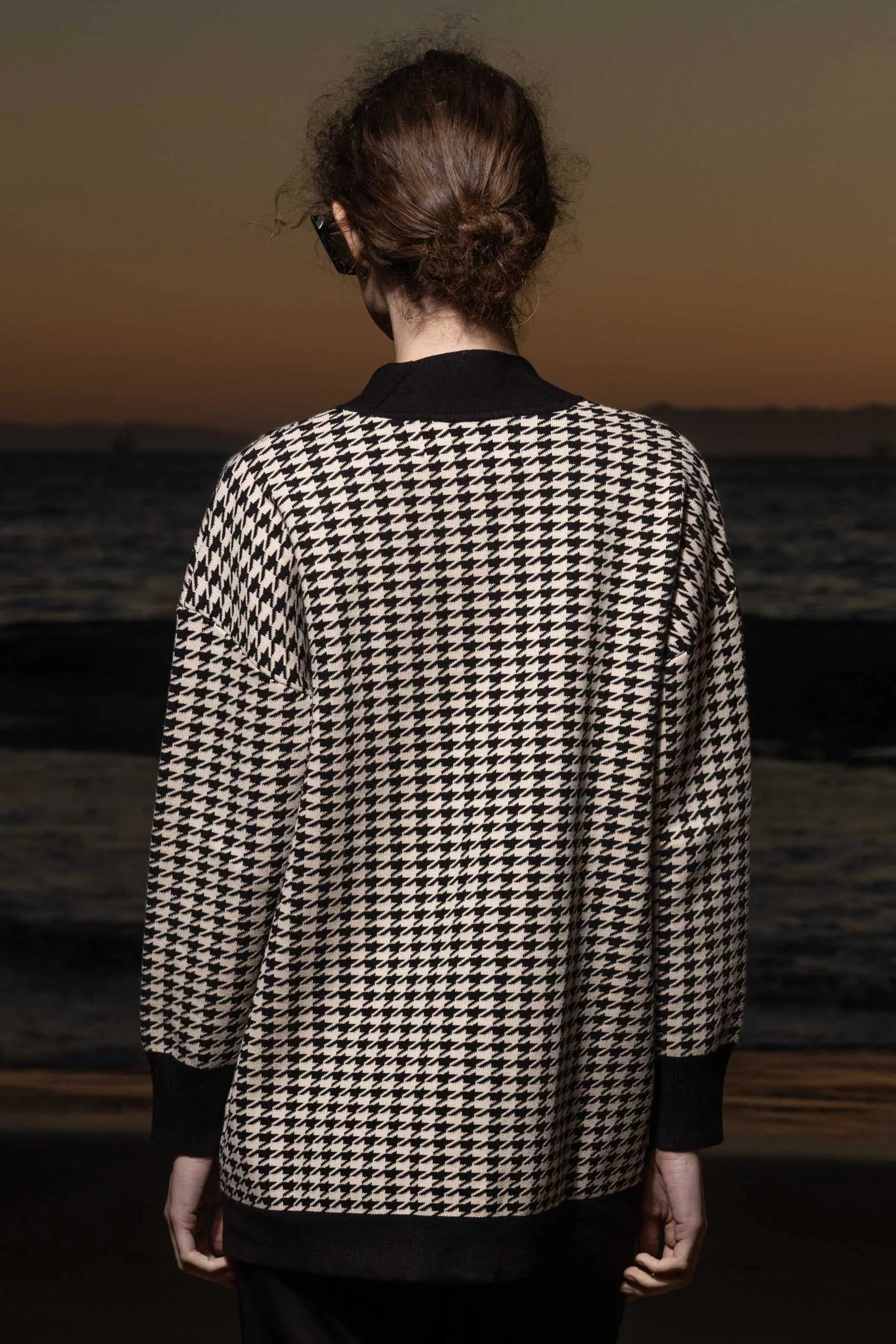 Fanny Cardigan - Ivory Houndstooth - Heidi Merrick