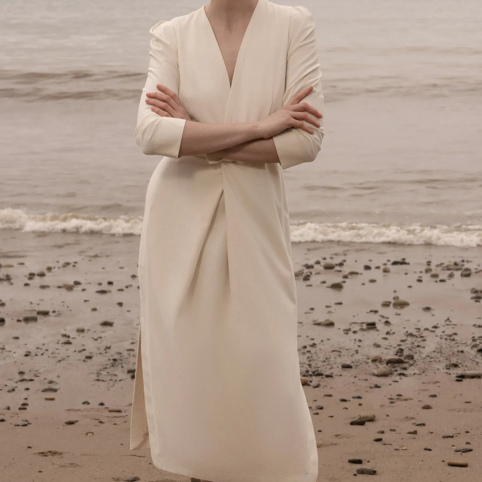 Milan Dress - Ivory Silk Noil - Heidi Merrick
