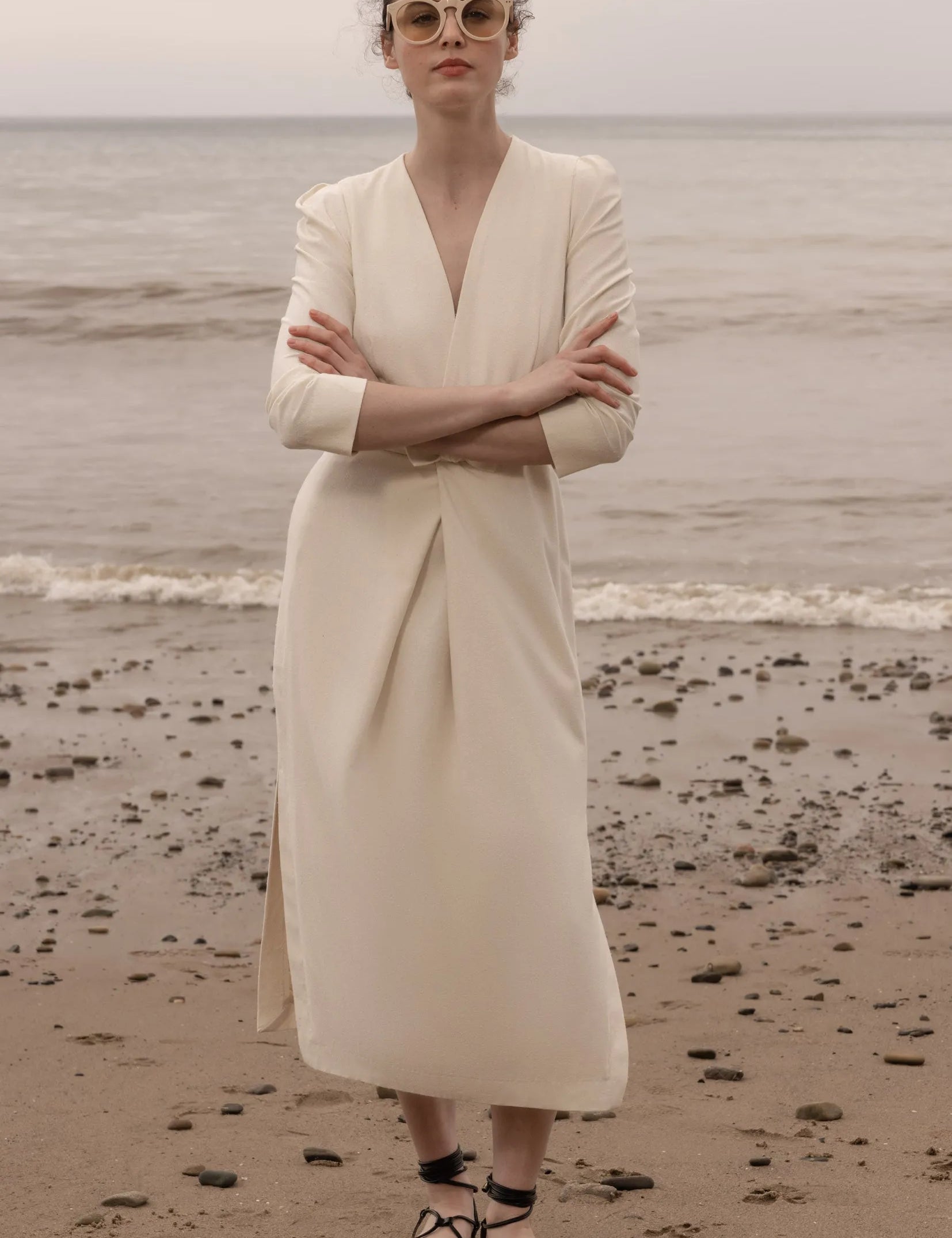 Milan Dress - Ivory Silk Noil - Heidi Merrick