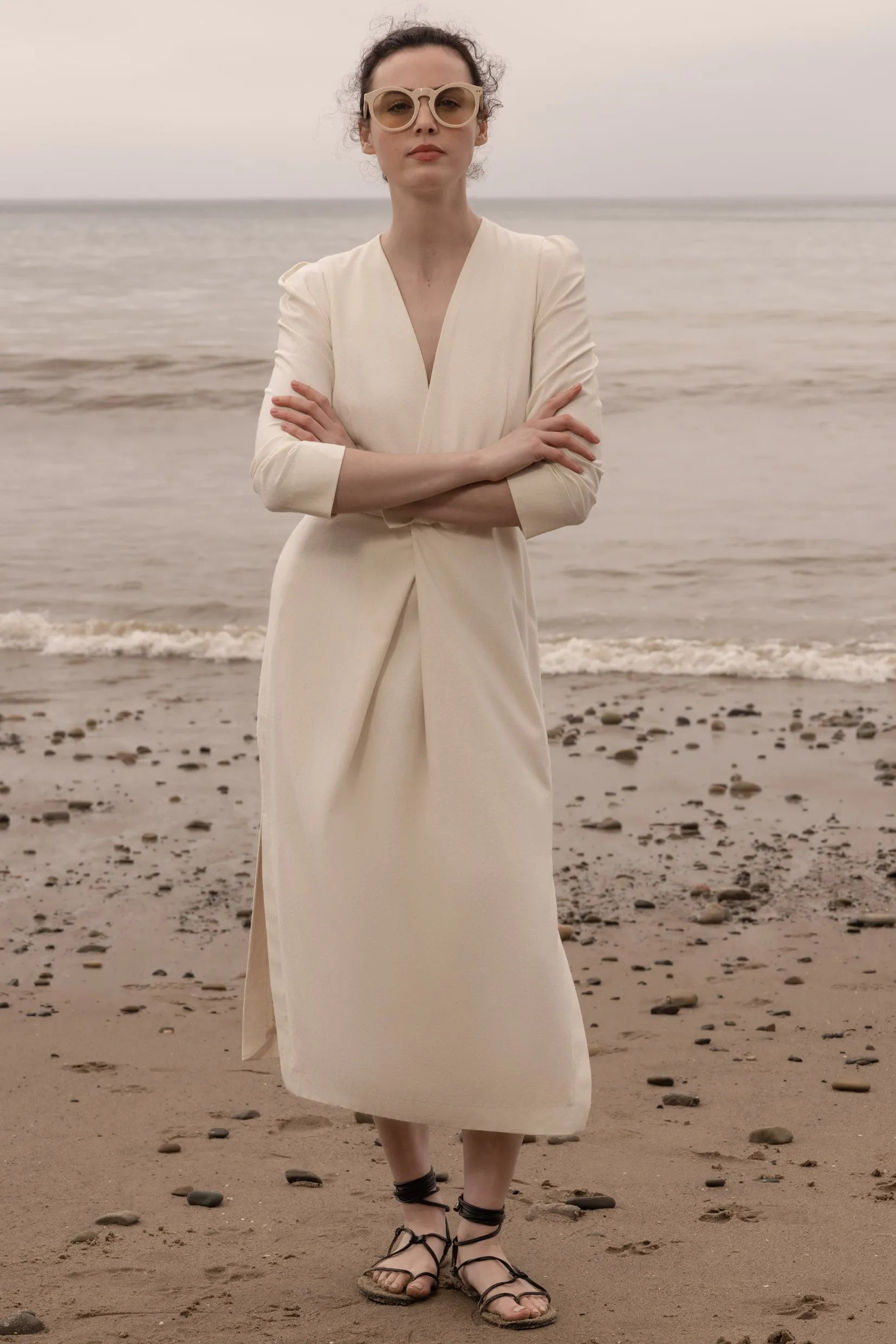 Milan Dress - Ivory Silk Noil - Heidi Merrick