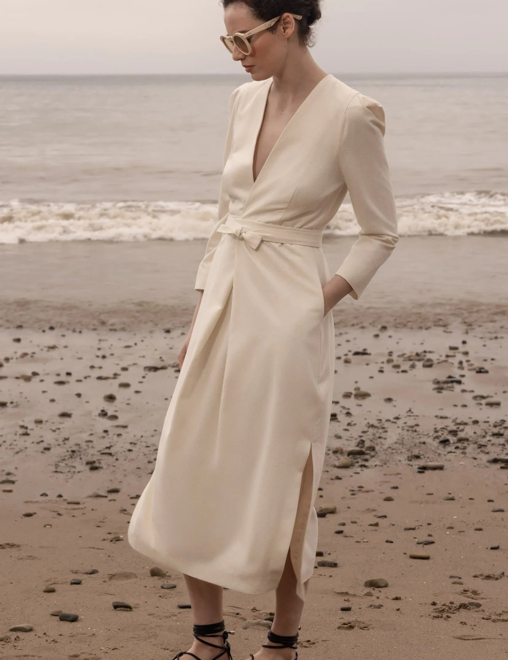 Milan Dress - Ivory Silk Noil - Heidi Merrick