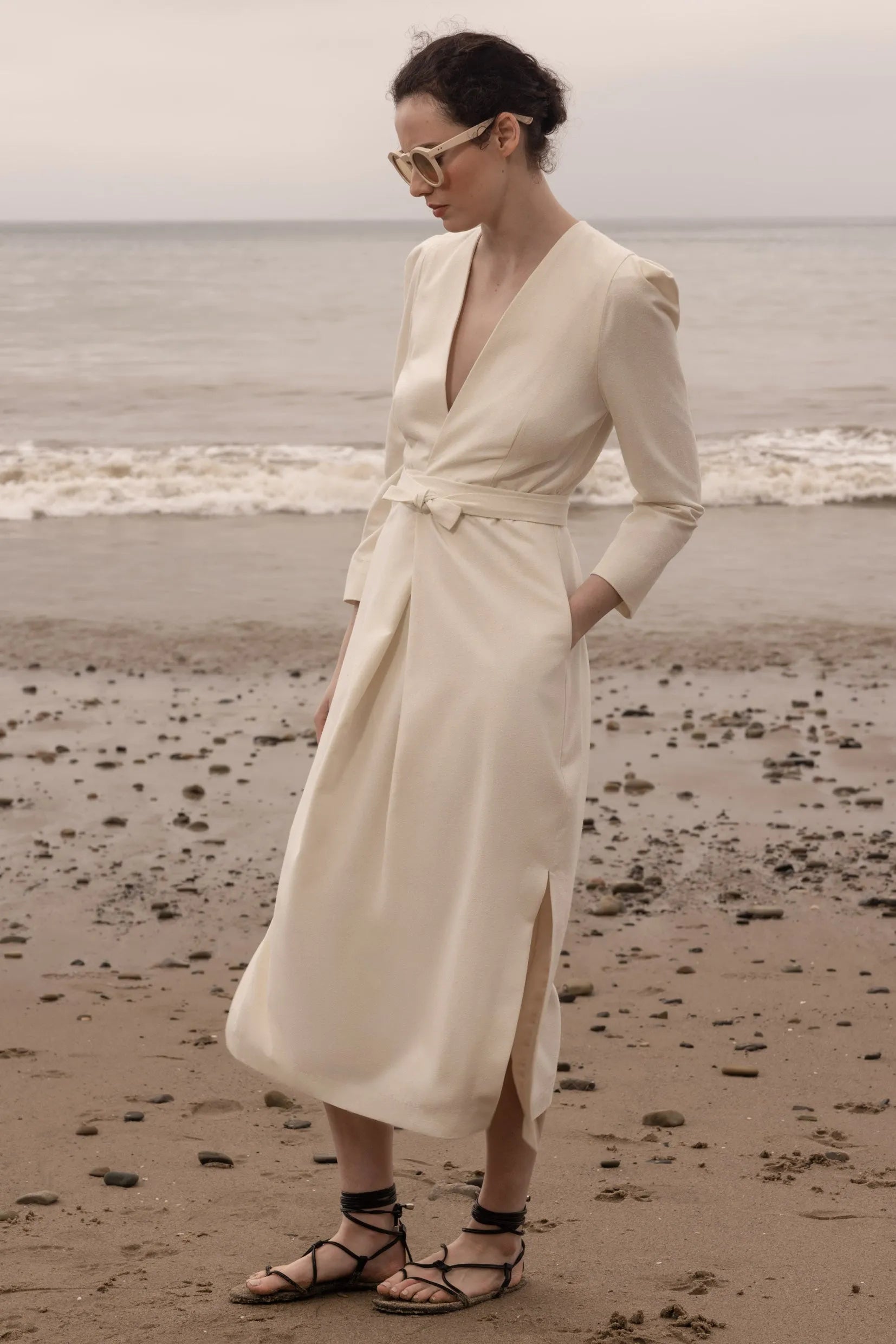 Milan Dress - Ivory Silk Noil - Heidi Merrick