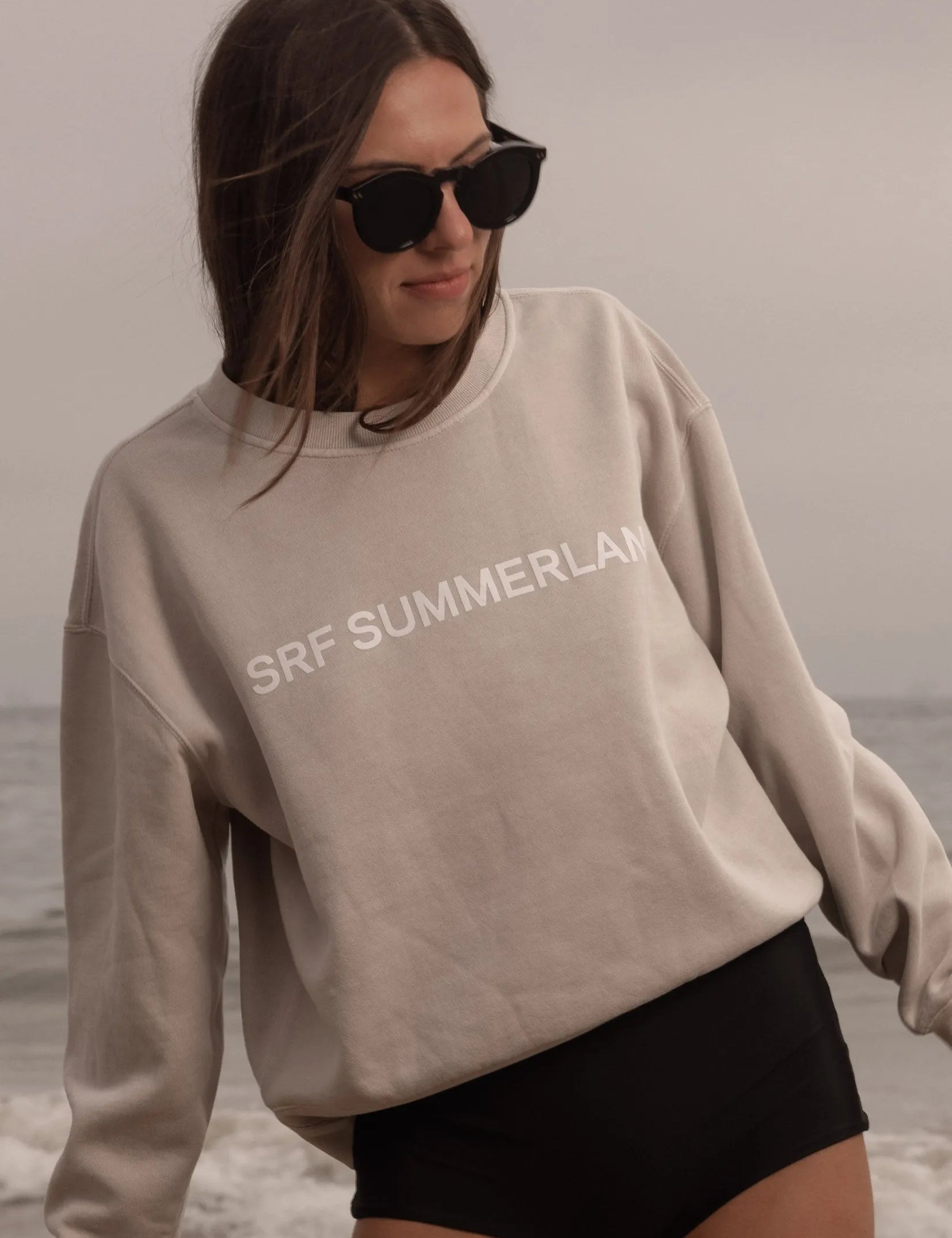 SRF SUMMERLAND Classic Crewneck - Faded Cream - Heidi Merrick