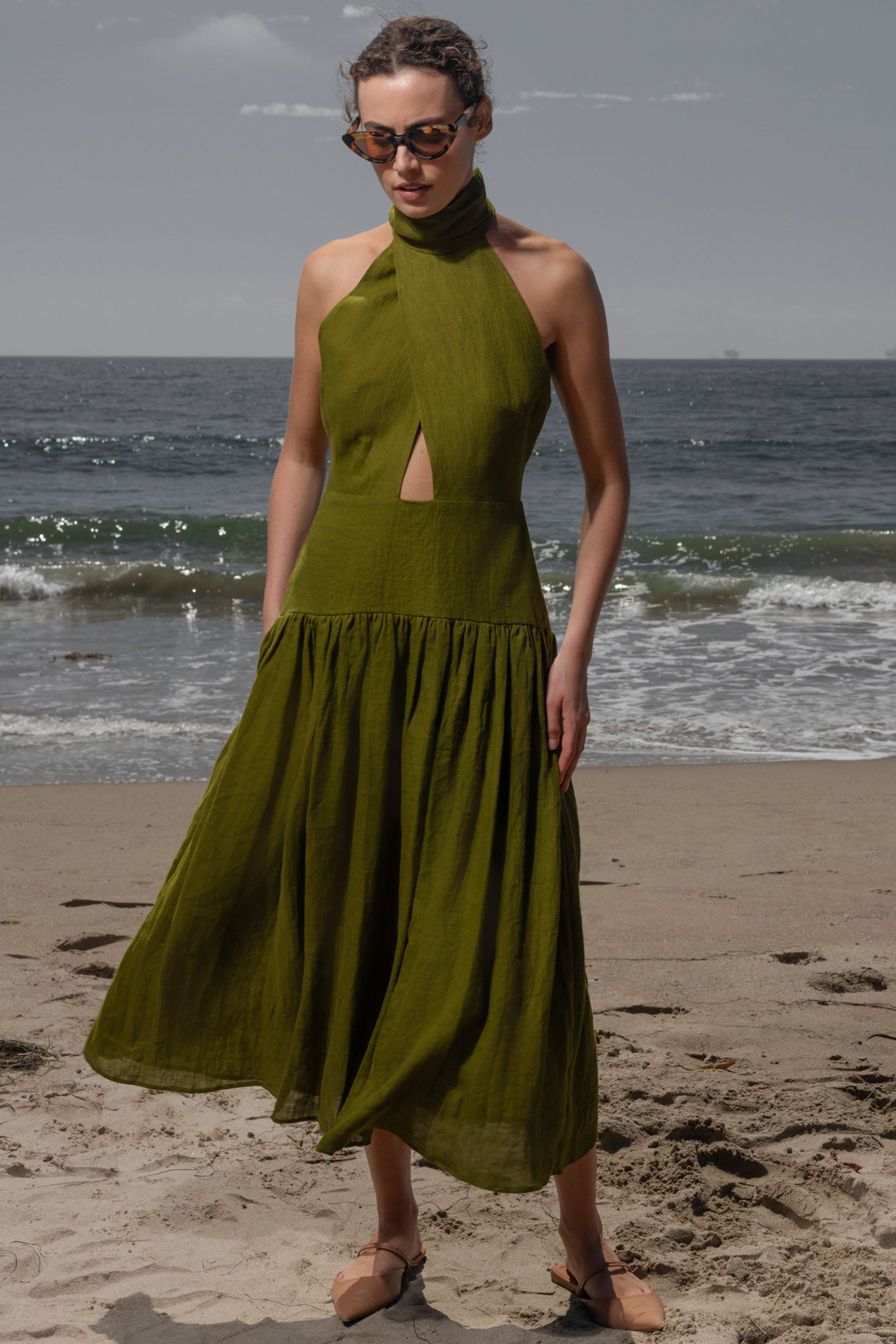 Ava Dress - Frog Tissue Linen - Heidi Merrick