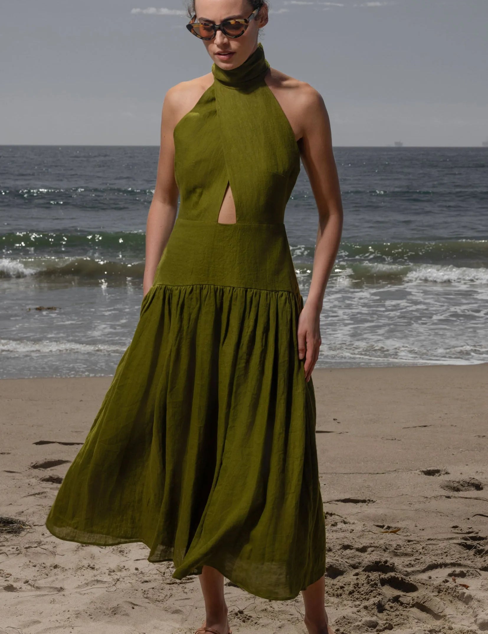 Ava Dress - Frog Tissue Linen - Heidi Merrick