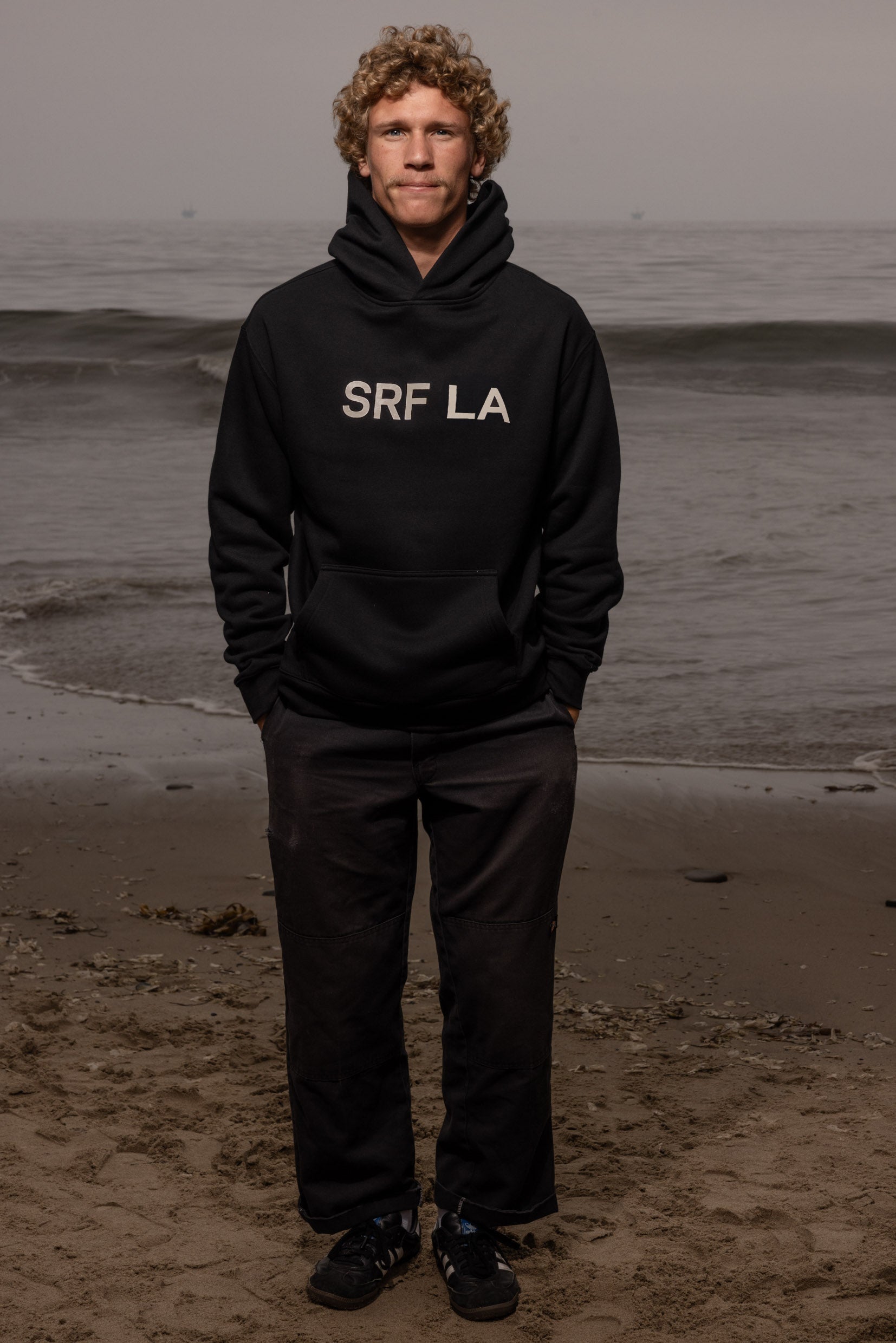 SRF LA Unisex Hoodie - Cream on Black - Heidi Merrick