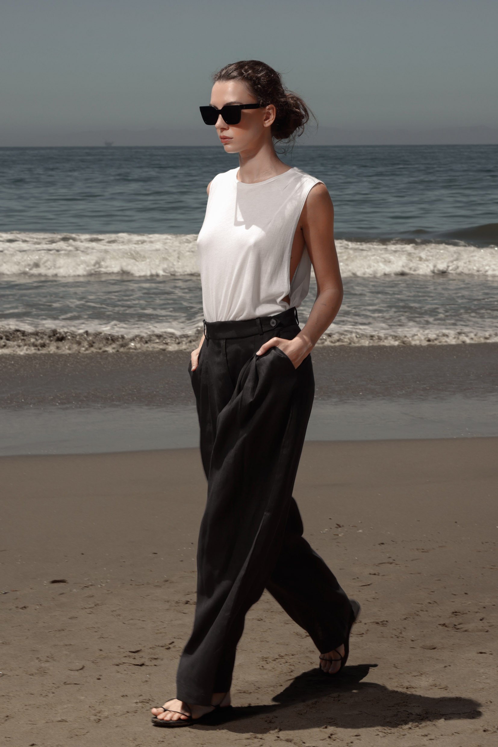 Chaplin Pant - Black Linen - Heidi Merrick