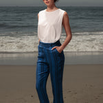 Serge Pant - Blue Moroccan Stripe - Heidi Merrick