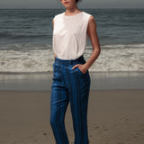Serge Pant - Blue Moroccan Stripe - Heidi Merrick
