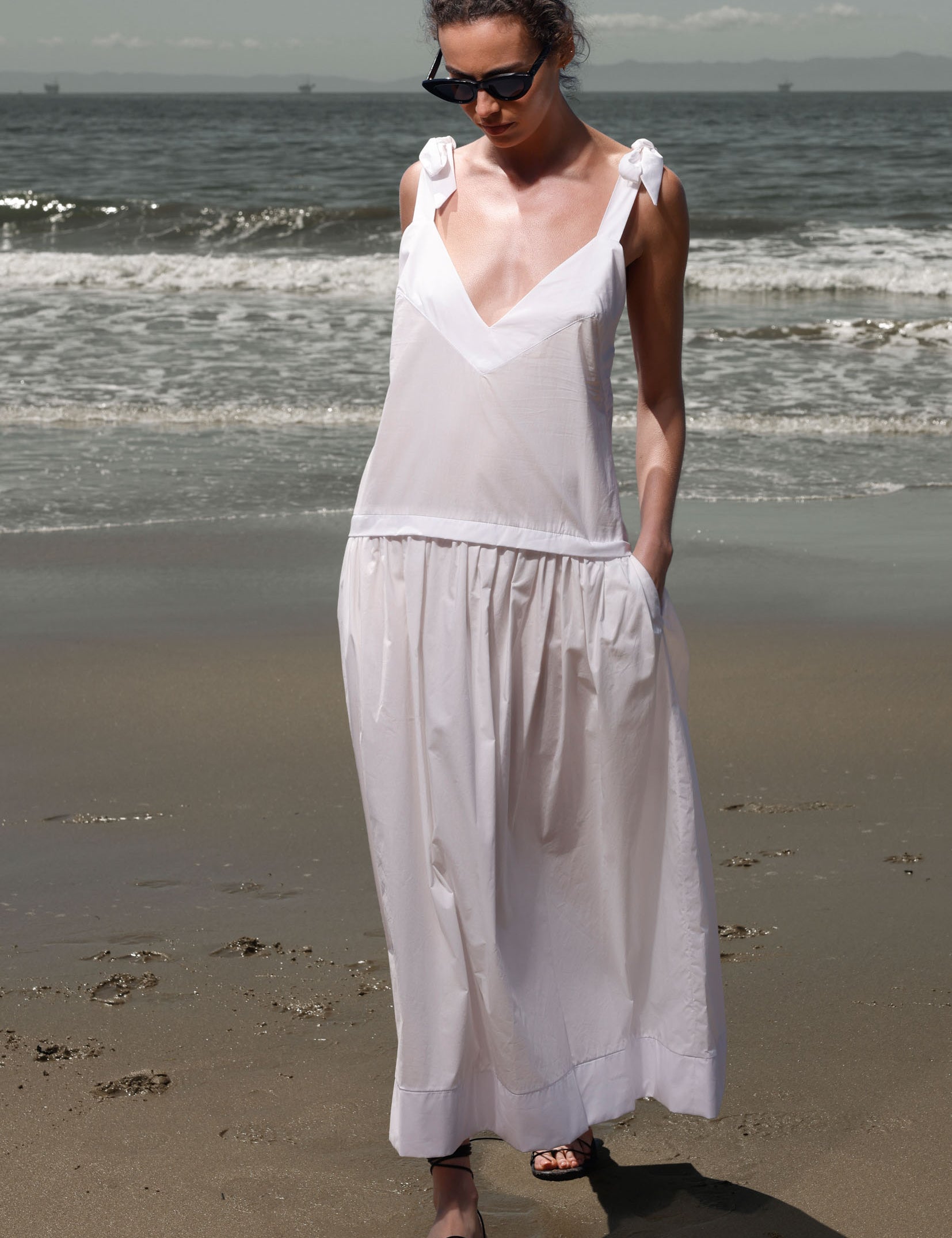 Ballerine Dress - White Shirting - Heidi Merrick