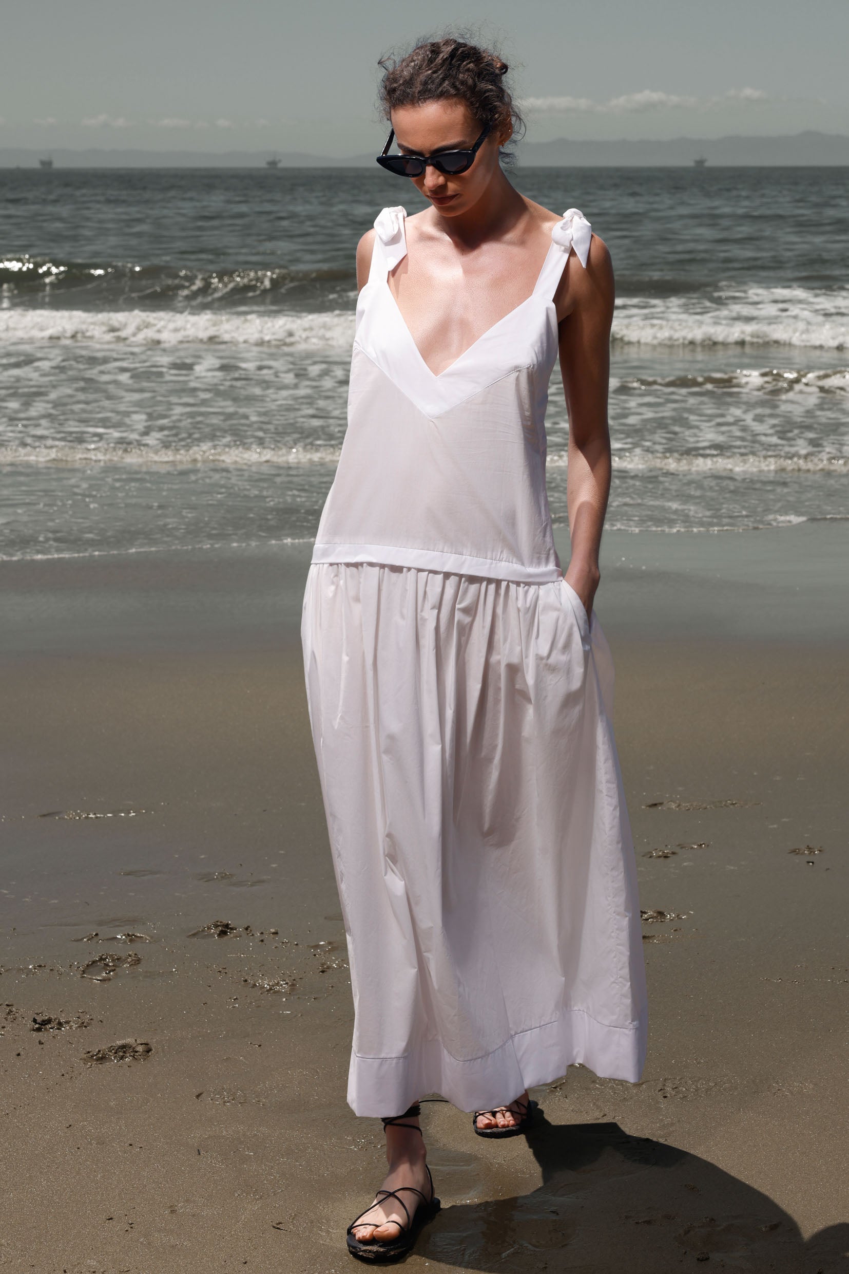 Ballerine Dress - White Shirting - Heidi Merrick