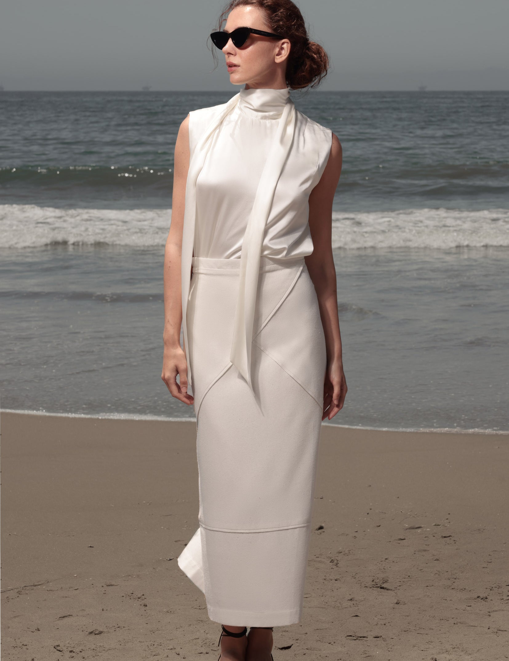 Geometry Skirt - Ivory Silk Noil - Heidi Merrick