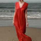 Prose Kaftan - Vermilion Lurex Gauze