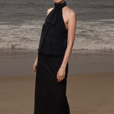 Geometry Skirt - Black Silk Noil - Heidi Merrick
