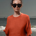 Mojave Top - Vermilion Tissue Linen - Heidi Merrick