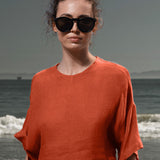 Mojave Top - Vermilion Tissue Linen - Heidi Merrick