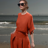 Mojave Top - Vermilion Tissue Linen - Heidi Merrick