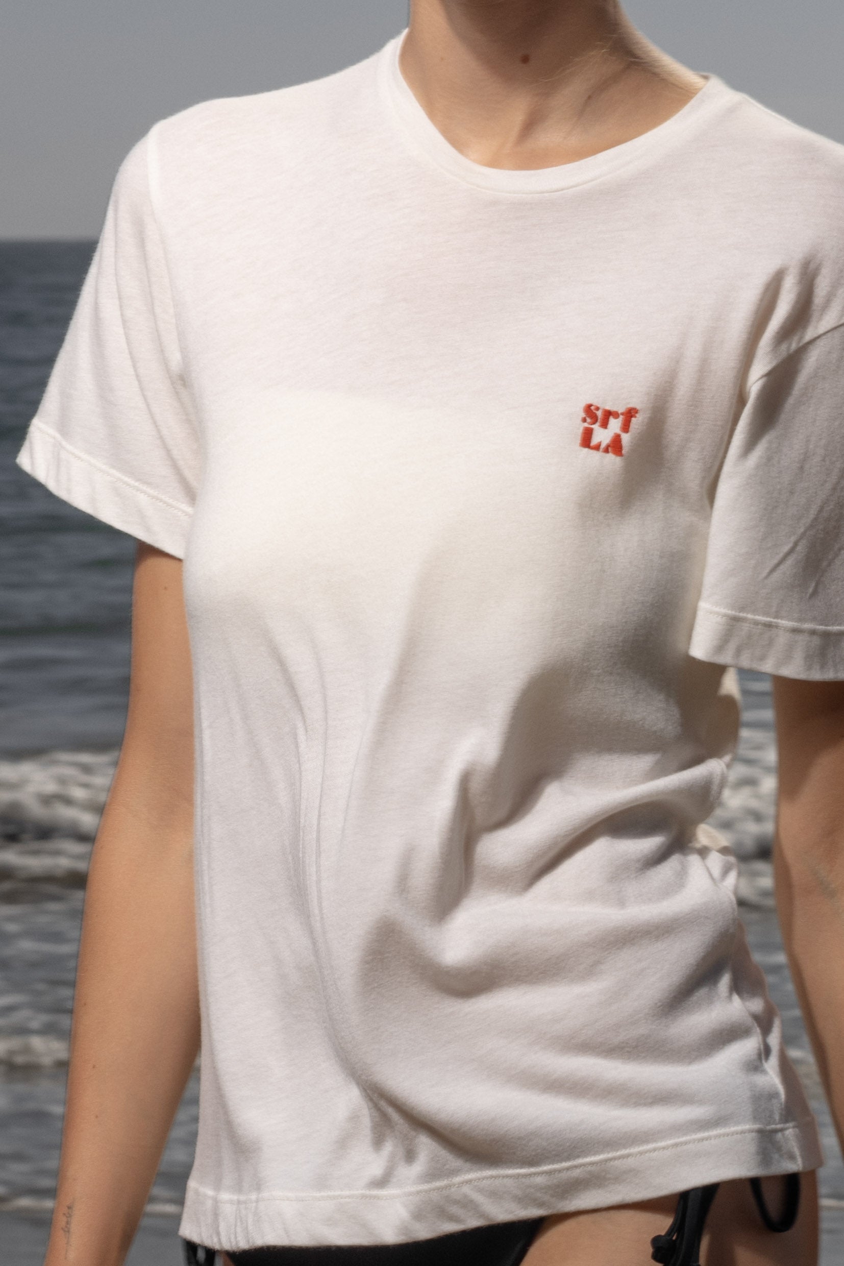 70's SRF LA Slim Tee - Red Embroidered - Heidi Merrick