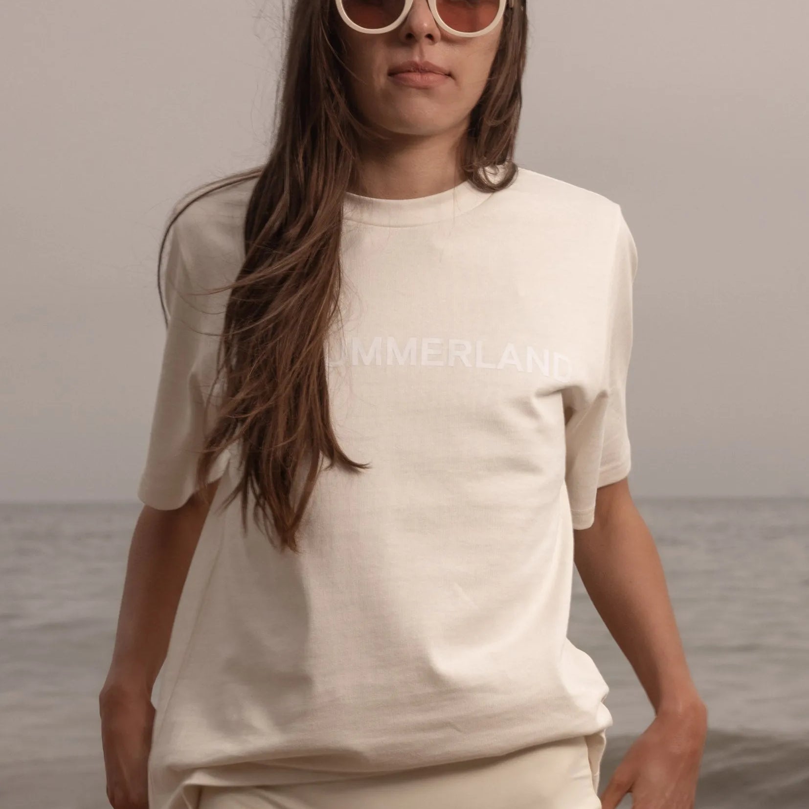 SRF SUMMERLAND Tee - White on Ivory - Heidi Merrick