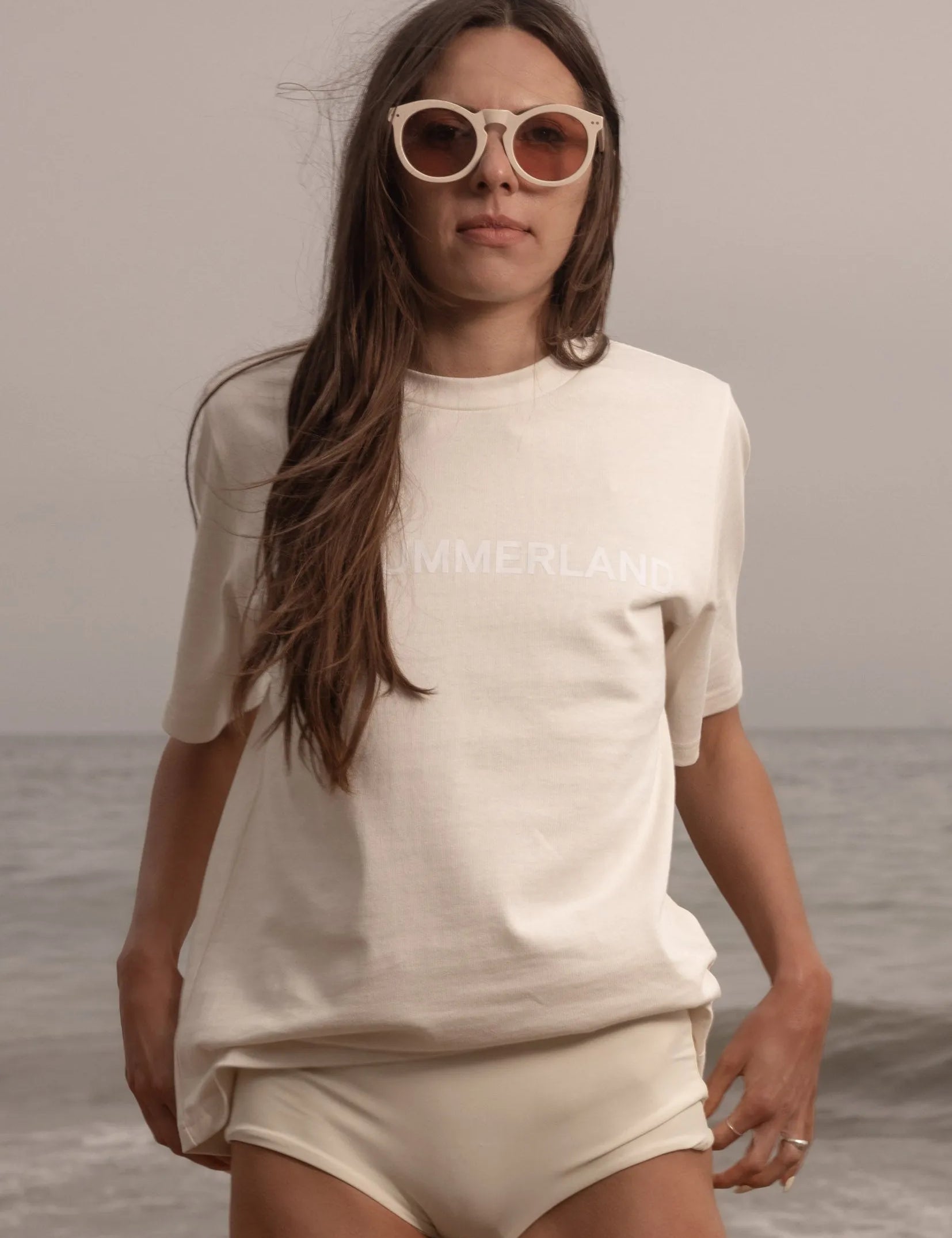 SRF SUMMERLAND Tee - White on Ivory - Heidi Merrick