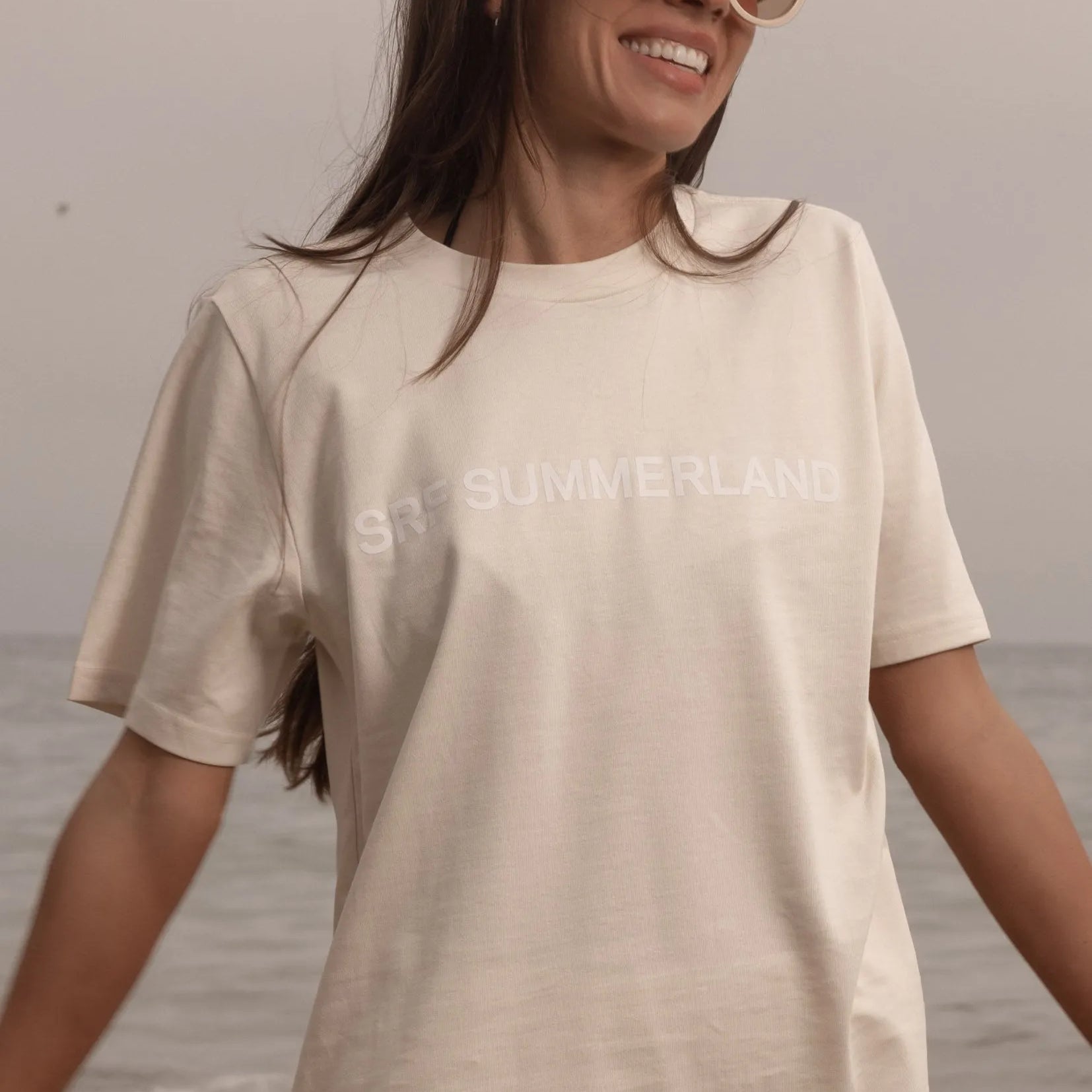 SRF SUMMERLAND Tee - White on Ivory - Heidi Merrick