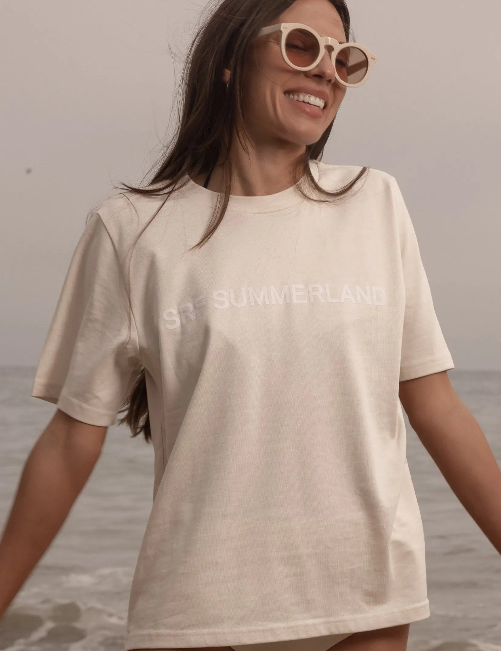 SRF SUMMERLAND Tee - White on Ivory - Heidi Merrick