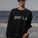 Barrel Sleeve SRF LA Crewneck - Antique Cream on Black - Heidi Merrick