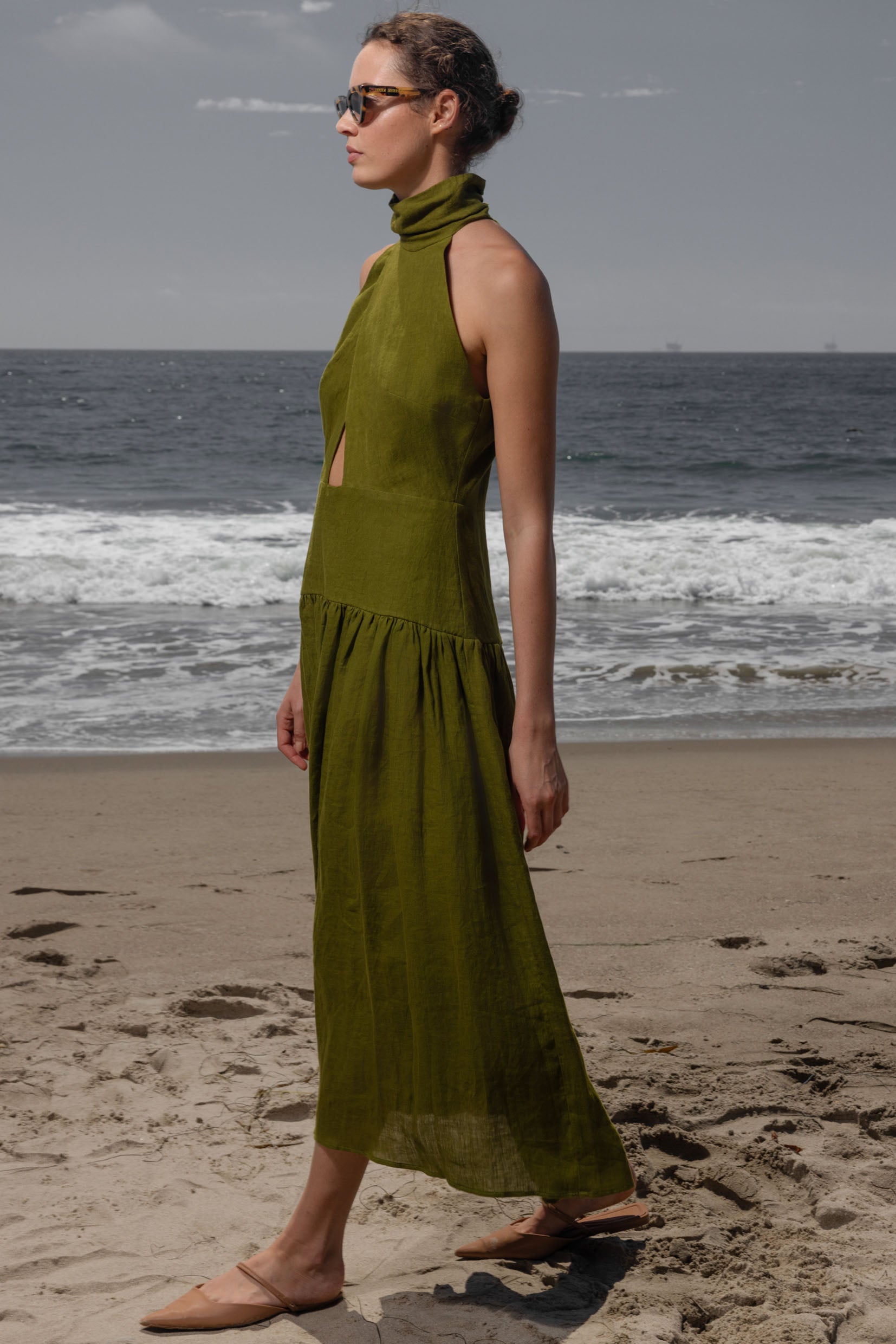 Ava Dress - Frog Tissue Linen - Heidi Merrick