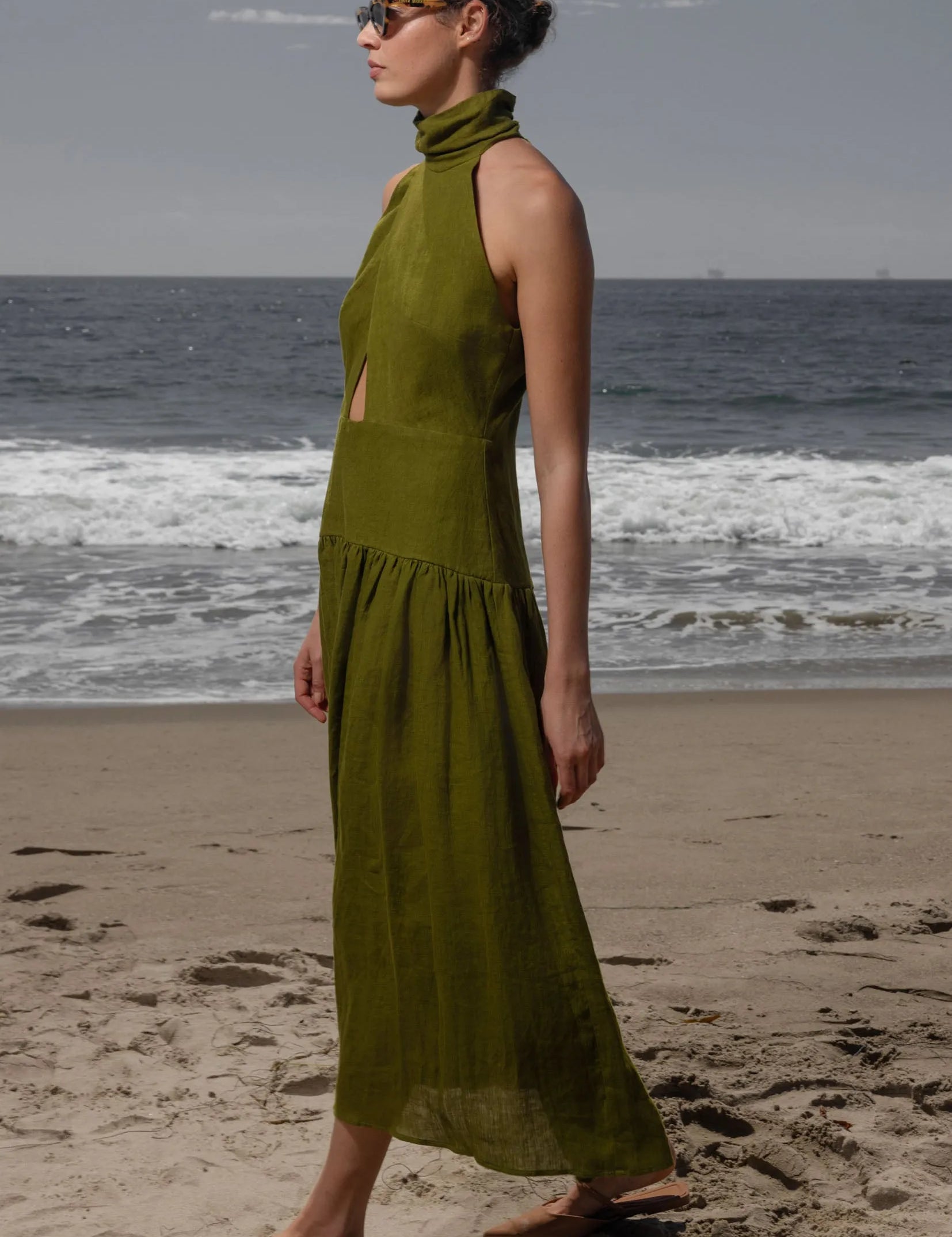 Ava Dress - Frog Tissue Linen - Heidi Merrick