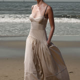 Garden Dress - Cream Ticking Stripe